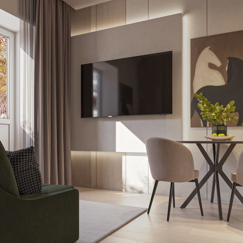 Дизайн-проект студии с кроватью